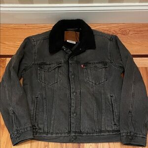 Levi's Men's Charcoal Sherpa-Lined Jacket